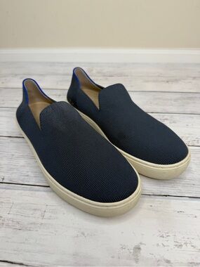 Rothy's Navy Knit Slip-On Sneakers with Cream Sole